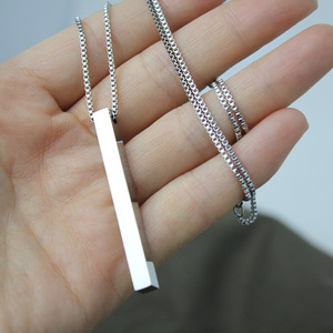 Stainless <strong>Steel</strong> Custom logo <strong>Deep</strong> Engraving 3D Plate <strong>bar</strong> Necklace Personalized Engraved Name Vertical <strong>bar</strong> Necklace - Product Image 4