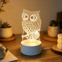 Lampe de table de bureau LED en acrylique miniature intelligente et mignonne 2026, lumière de nuit décorative, lampes LED à illusion 3D créatives