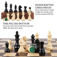 LEAP Ensemble d'échecs en bois artisanal de luxe 34 pièces, avec doubles reines extra lourdes, design Staunton, hauteur du roi 9,7 cm/3,8 pouces