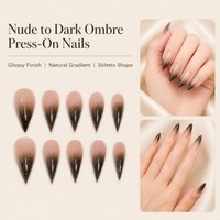 L8 Kaixin Factory Faux ongles à presser effet ombré nude à gris foncé Dragon Claw, Fournitures pour ongles effet ombré gris Dragon Claw