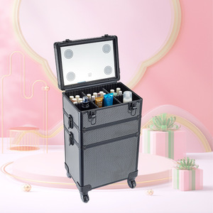 Estuche <span class=keywords><strong>de</strong></span> <span class=keywords><strong>Maquillaje</strong></span> <span class=keywords><strong>de</strong></span> Gran Capacidad <span class=keywords><strong>de</strong></span> Tres Capas con Ruedas, Impermeable, <span class=keywords><strong>para</strong></span> Maquilladores Profesionales, Recomendado por Artistas - Product Image 4