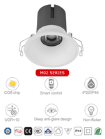 Spot LED encastré anti-éblouissement de 75 mm (3 pouces) avec découpe de 75 mm, 10 W, blanc froid, COB, complet avec driver pour la maison