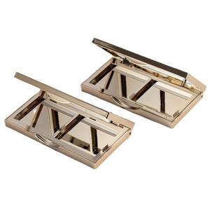 批发矩形金色眼影盒2个隔间设置粉末遮瑕膏2个使用空紧凑型 - Product Image 1