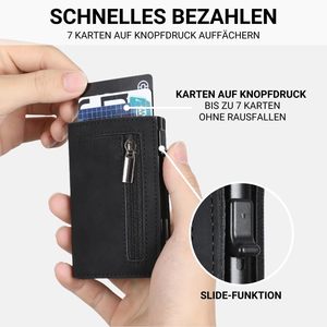 <b>Men's</b> Genuine Leather Wallet Tri-Fold Zipper Coin <b>Purse</b> Multi-Functional Black Everyday Use - Product Image 2
