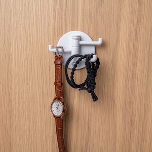 Adhesive Wall <b>Hooks</b> White Two Pack Round Punch Free Multi Functional Kitchen Bathroom Storage <b>Hook</b> - Product Image 2