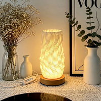 Lampe de chevet USB rechargeable à intensité variable avec contrôle tactile, design vase floral, pour hôtel, chambre et ambiance salon
