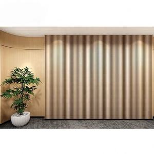 Panneaux muraux acoustiques en lattes de bois noir modernes, design en placage de lattes, modèle 3D pour salle de bain d'hôtel - Haute efficacité acoustique - Product Image 4