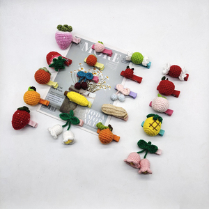 MIO lindo fruta pinzas para el cabello colorido hecho <span class=keywords><strong>a</strong></span> mano de punto niños pinzas para el cabello fresa cereza plátano forma pico de pato clips para niñas - Product Image 2