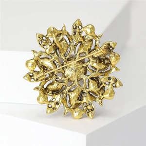 Broche Floral <span class=keywords><strong>de</strong></span> Lujo Vintage al por Mayor, <span class=keywords><strong>de</strong></span> Aleación con Pedrería Multicorte, Estilo Corte, para Banquete y Boda, Joyería para Mujer - Product Image 6
