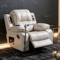 Fauteuil inclinable pivotant en cuir avec haut-parleur Bluetooth et plateau latéral, chaise longue inclinable pour salon, mobilier de gros pour la maison