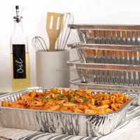 Robuste rechteckige Folien-Catering-Schale, Einweg-Aluminium-Buffet-Schale für Bankett-Restaurant-Speisenplatten