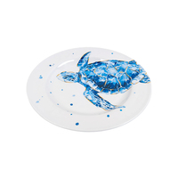 Assiette à dîner en mélamine Bestwares OEM avec logo personnalisé, 11 pouces, bleu, motif pieuvre, style nautique côtier, incassable, compatible lave-vaisselle, pour restaurant