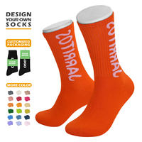 Chaussettes en coton personnalisées avec lettres, unisexe, solides, pour tous les jours, chaussettes de sport, design personnalisé, chaussettes à revers hautement élastiques