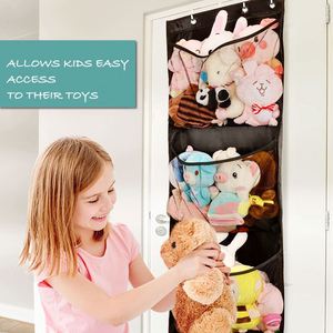 Organisateur de jouets en peluche à suspendre sur la porte avec 5 grandes poches, rangement pour jouets en peluche, rangement suspendu pour jouets pour bébé - Product Image 3