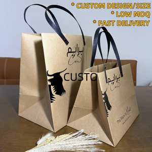 Eco Recyclable Custom Printed Kraft <b>Bag</b> with Handles Gift <b>Bags</b> Fast Food Takeaway Restaurant Carry Promotions Shopping <b>Bags</b> - Product Image 2