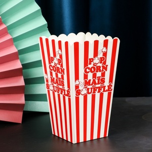 Cubo Plegable para Snacks con Diseño de Rayas, Caja para Palomitas de Maíz para Cine, Materiales Reciclados, Laminación Mate, Recubrimiento UV, Características de Relieve - Product Image 2
