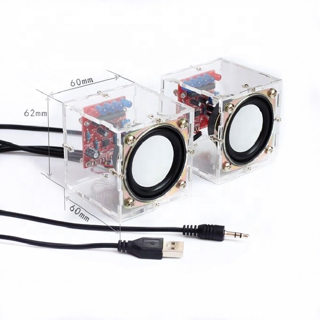 DIY electronic 3W Speaker making kit with Transparent shell Mini computer audio electronics diy kit