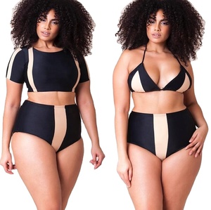 Dropshipping Personalizado O Logotipo Do Projeto Plus Size Grande e Gordo Senhora Estiramento Confortável Maiô Beachwear Sutiã e Calcinha Biquíni Conjunto - Product Image 1