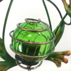 Solar Frog Wind Chime Led Outdoor Garden <b>Light</b> Hanging Decor Solar Powered With Bell And <b>Flower</b> Design - Product Image 2