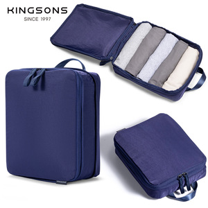 Kingsons Clothing Organizer Travel Bag Large Capacity Zipper Closure Rectangle Solid Color Portable Storage For Leisure Travel - Product Image 1