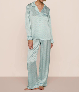 Un Sueño para Vestir y un Sueño para Lavar: Conjunto <span class=keywords><strong>de</strong></span> Pijama Largo Estampado <span class=keywords><strong>de</strong></span> Seda 100% Lavable - Product Image 1