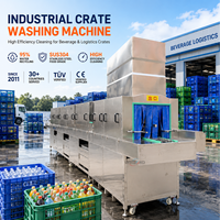 Industrial Beverage Crate Washer SS Automatic High Pressure Conveyor Cleaning Machine for Beverage Storage Warehouse