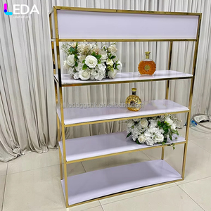 LEDA Wedding Events event Modern New Arrival Gold Iron Metal Wine Rack <b>Backdrop</b> <b>Stand</b> - Product Image 1