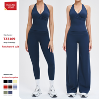 Ensemble de vêtements de sport 2 pièces en nylon brossé et élasthanne pour femmes, tenue décontractée de yoga, survêtement de sport, tenue de course à pied