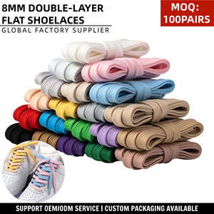 Lacets plats en polyester double couche blancs pour femmes, 8 mm de large, pour baskets AF SB Dunks – Vente en gros - Product Image 1