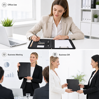 Portafolio de Cuero A4 con Cierre y Logotipo Personalizado, Organizador de Negocios, Bolsa para Documentos de PU Premium con Ranuras para Tarjetas y Portapapeles, Venta al Por Mayor OEM