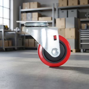 Roulettes pivotantes de 3 pouces avec roues rouges, design industriel pour usage extérieur et intérieur, cuisine, salle de bain, chambre, salon, école - Product Image 3