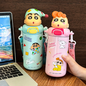 Crayon Shin-chan Insulated Water Bottle 500Ml Portable Straw <b>Cup</b> For Students Back To School Gift - Product Image 4
