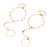 Bracelet géométrique en zircon couleur or en acier inoxydable pour femmes et hommes, bijoux à maillons de chaîne tendance, vente en gros