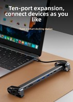 Station d'accueil USB-C 10 en 1 pour ordinateur portable, support de tablette 4K pour PD 100W, support universel pour ordinateur, support métallique pour MacBook
