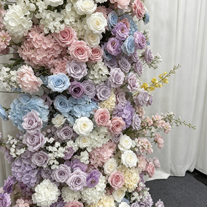 Conjunto de Columnas de Flores Artificiales en Tonos Pastel Arcoíris, para Decoración de Bodas y Fondo de Bienvenida - Product Image 3