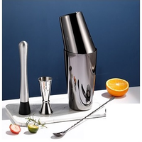 Kit de Barman en Bois de Bambou Creation Factory - Offre Spéciale - Shaker à Cocktails Boston en Acier Inoxydable - Ensemble Coctelera pour Barman