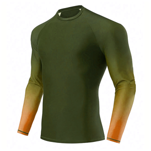 Camiseta Deportiva de Compresión para Hombre, Manga Larga, Protección UV, Color Verde Degradado, Transpirable, Secado Rápido, con Logotipo Personalizado - Product Image 6