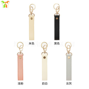 Porte-clés en cuir grainé en stock, personnalisables par marquage à chaud et gravure, pendentifs anti-perte, sangles de poignet, métal - Product Image 5