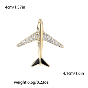 Broche en alliage d'avion avec strass créative de luxe pour hommes et enfants avec placage Accessoire de costume de mariage - Product Image 6