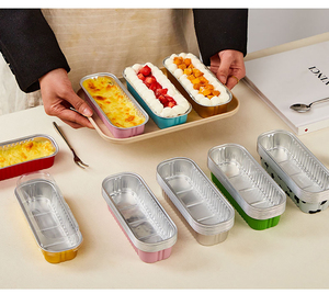 Boîtes de cuisson rectangulaires en PET de 200 ml avec couvercle, résistantes au four, de qualité alimentaire, pour cupcakes, moules à tarte en aluminium, autocollants de scellage, mini moules à pain. - Product Image 4