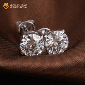 ต่างหูเพชรทรงกลมเจียระไนแบบบริลเลียนท์ ทองคำขาว 14K ประดับทองคำเปลว สไตล์คลาสสิก รับรองโดย GIA เครื่องประดับสำหรับผู้หญิงสำหรับงานหมั้น - Product Image 3
