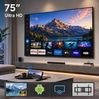 Televisor Inteligente Android 4K de 75 Pulgadas con Pantalla Grande de Vidrio Templado, Televisión LED para Cine en Casa, Hotel, Sala de Estar y Comercio Minorista