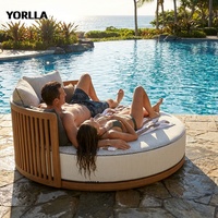 Mobilier de jardin en alliage d'aluminium de luxe personnalisable piscine ronde lit pour l'extérieur hôtel salle à manger villa utilisation