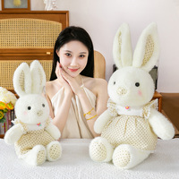 Peluche Lapin Princesse Dot Dot, Rembourrage Coton PP, Super Doux, Anti-Stress, Brodé, Pâques, Mignon, Blanc, Unisexe, 31-50cm
