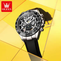Montre mécanique automatique OLEVS 6713 de sport et de mode avec phases de lune pour homme, bracelet en caoutchouc, cadran squelette, personnalisable OEM/ODM