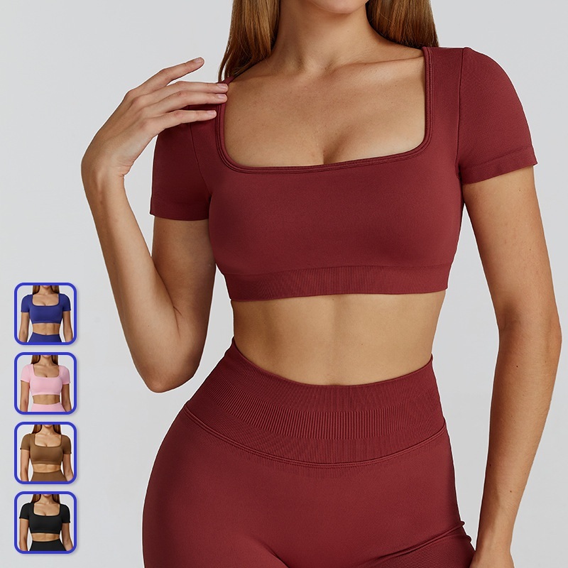 Hot Selling High Elasticity Activewear Sports Crop Top Seamless Breathable Yoga Tops