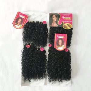 Venta al por mayor de cabello sintético de alta calidad, liso rizado, de una sola trama, onda de agua, corto, 4 paquetes, color natural, 200% de densidad - Product Image 4
