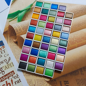 XinyiArt 48 Couleurs Peinture <span class=keywords><strong>Aquarelle</strong></span> Solide Métallique Nacrée Demi-Palettes Multicolores en Gros pour Artistes - Product Image 3
