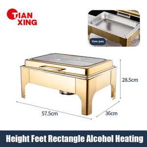 Conjunto de Buffet TIANXING com Rechaud Retangular em Aço Inoxidável Dourado 9L, Aquecedor de Alimentos para Hotel, Restaurante, Catering, Casamento e Festas - Product Image 2
