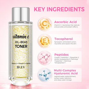 Tónico Facial en Perlas de Aceite con Vitamina C de Marca Privada OEM 100ML con Vitamina E y Péptidos para Recuperación, Iluminación, Hidratación y Piel Suave - Product Image 4